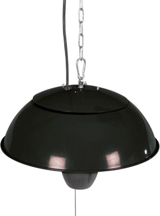 Perel Terrassenstrahler, 1500 W, Halogen, Deckenmontage, mit Zugschalter, Kette, 1 Heizstufe, spritzwassergeschützt, Metall, schwarz
