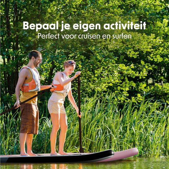LifeGoods SUP Board All-round Compact - 100 KG Belastbarkeit - 300 x 76 cm - Aufblasbar - SUP-Komplettpaket - Weiß/Schwarz
