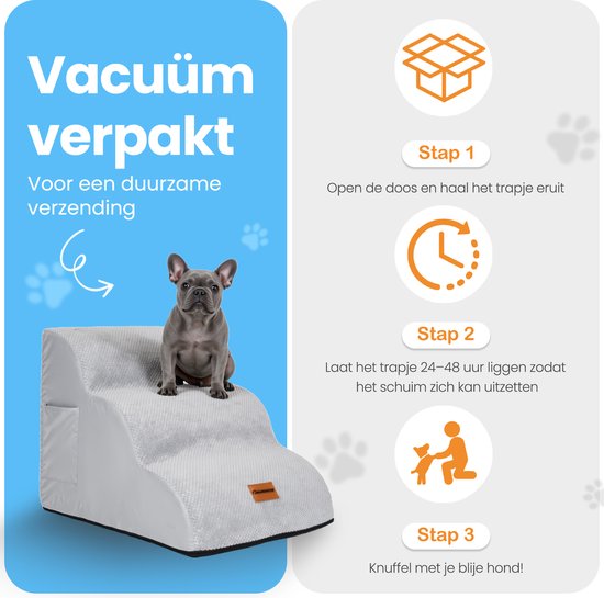 Pawesome - Hundetreppe für Hunde - Hundetreppe - 3 Stufen - 40 x 60 x 40 - extra stabil und komfortabel - 30D Material