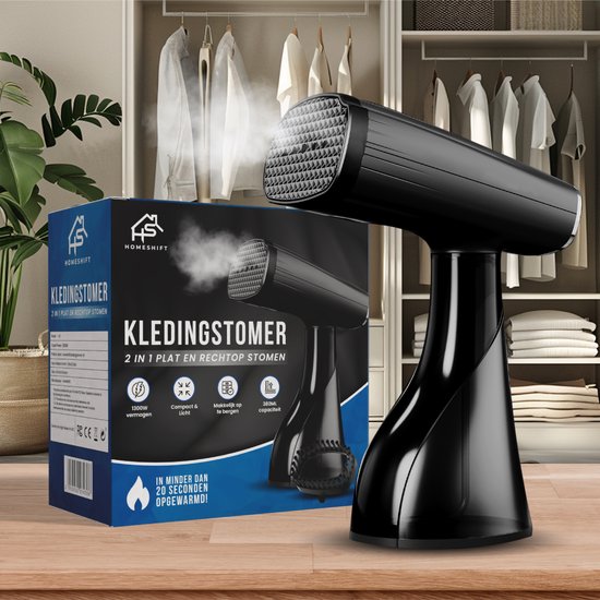 HomeShift Wäschedampfer - Dampfer - Handdampfer - Für Kleidung und Möbel - 380ML - Schwarz