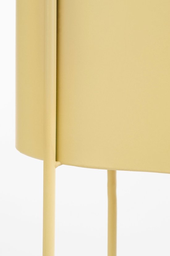 Mica Decorations Moritz Blumentopf auf Ständer – Pflanztopf L 55 x B 24 x H 65 cm – Pflanzenständer aus Eisen – Blumentopf für drinnen oder draußen – Beige
