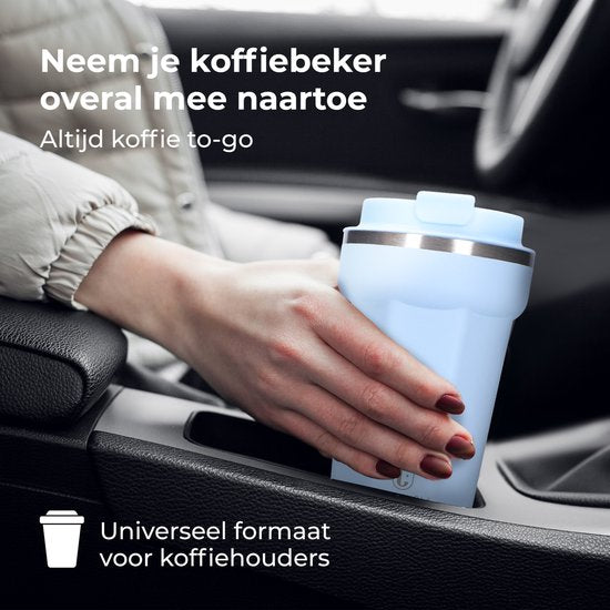 Castagnola Thermos Cup - Kaffeebecher To Go - Reisebecher für Kaffee und Tee - Teebecher - 380 ML - Edelstahl - Hellblau - Octagon