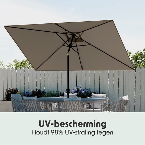 LifeGoods Sonnenschirm - Garten - 200x300cm - 30° neigbar - Wasserdicht - UPF50+ - Taupe
