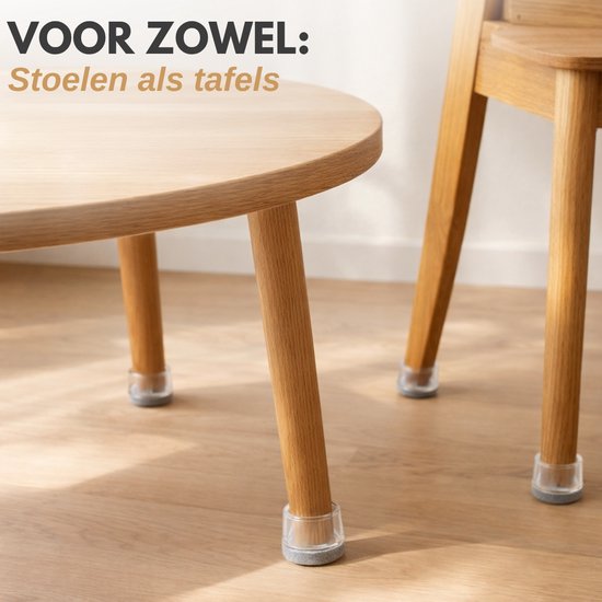 Vaive Stuhlfußschutz, rund, mit Filz – 24 Stück – Stuhlfußkappen Ø 24–30 mm – Bodenschutz für Stühle – Grau