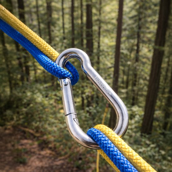Travelhawk Karabiner - Musketierhaken mit Karabiner - Karabiner Schlüsselanhänger - 4 Stück - Edelstahl - Silber