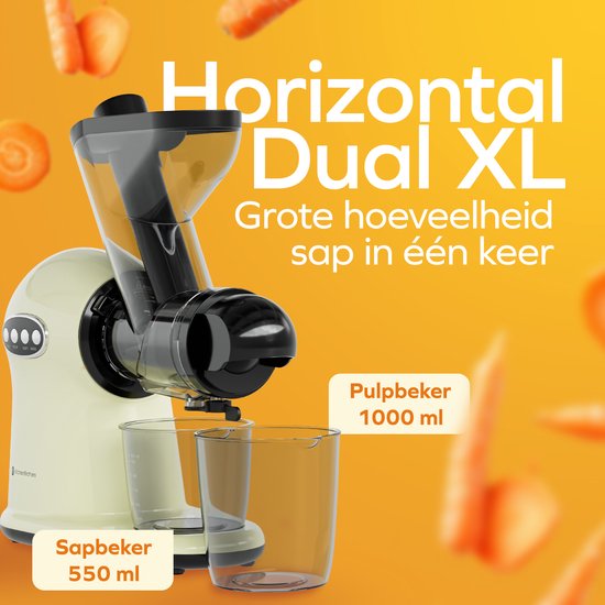 KitchenBrothers Slowjuicer XL - Entsafter - Gemüse- und Obstpresse - 43 mm und 70 mm Einfüllöffnung - 500 ml - Champagner