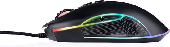 No Fear Gaming-Maus - 7200dpi - RGB-Maus mit LED-Beleuchtung - 1,5 m Kabel - USB 2.0-Anschluss - Schwarz