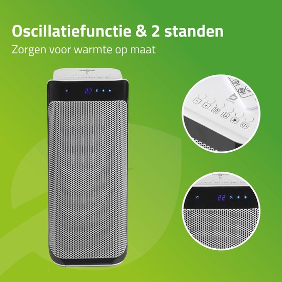 Bo-Camp - Keramisches Heizgerät - Oszillierend - Ventilationsmodus - 1000/2000 Watt