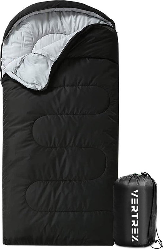 Vertrex Tri-Season Adventure Mumienschlafsack - Schlafsäcke Erwachsene - Camping - Schwarz
