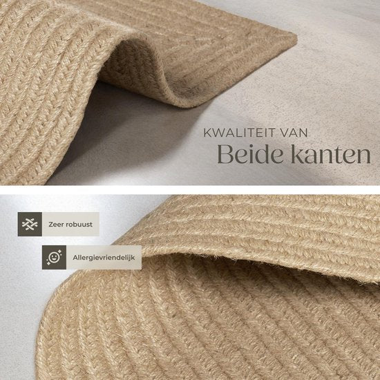 tectake® Flechtteppich - Boho-Stil - Juteteppich für den Innenbereich - Langlebig, pflegeleicht, formbeständig und allergikerfreundlich - Vintage-Teppich - Div. Größen - 160x230 cm