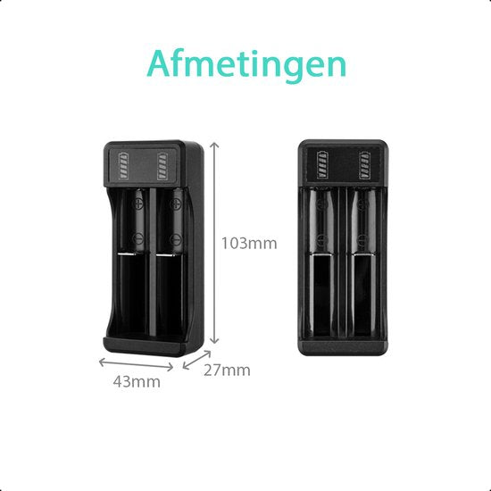 Tech Essentials 2 Slots 18650 Akku-Ladegerät - USB-C - Li-ion 3.7V - Lithium