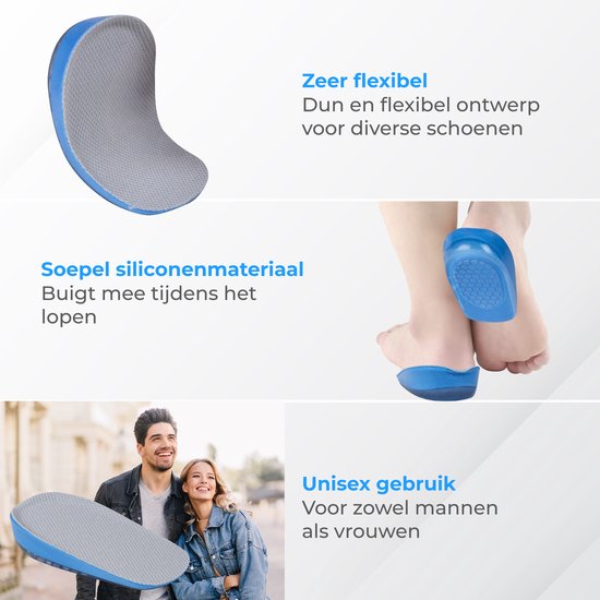 Nuvance Einlegesohlen - 2.5cm Fersenverstärker - Fersenpolster - 2 Stück - Größe 36-40 - Männer & Frauen - Ferseneinlagen - Blau