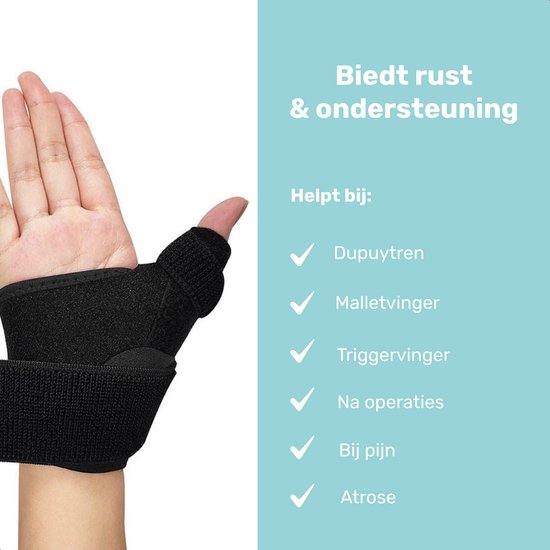 LBB Fingerschiene - Für Daumen - Unsere Größe - Gehärtete Schiene - Daumenschiene rechts - Schwarz