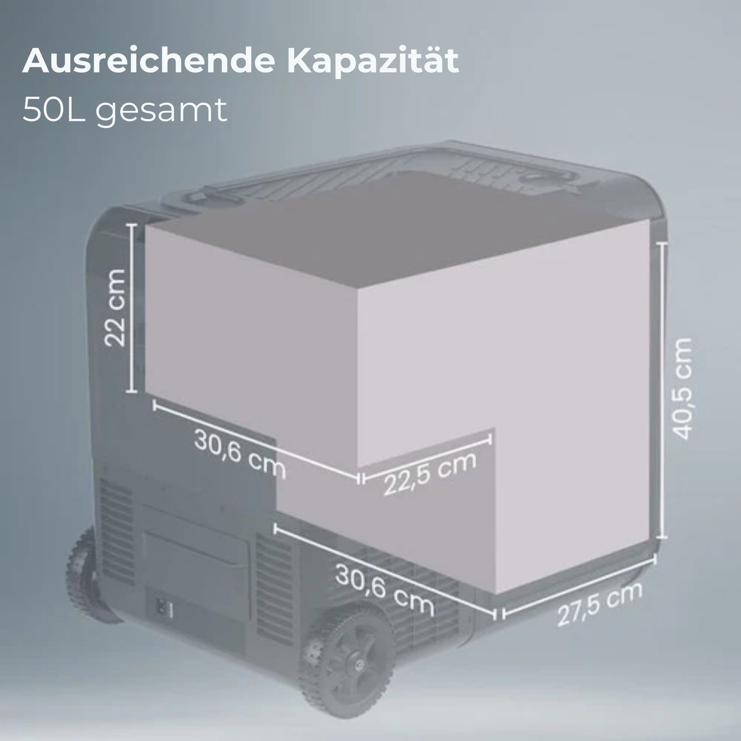 Auronic Electric Cool Box - Kompressor - Mit Rädern - 12V 230 Volt - Auto - 50L - Schwarz/Grau