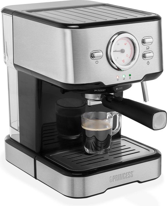 Kaffeemaschine - Princess 249412 Espressomaschinen für gemahlenen Kaffee - Mit Milchaufschäumer für Cappucino und Latte Macchiato - 2 Tassen - Verbraucherverband Best Buy