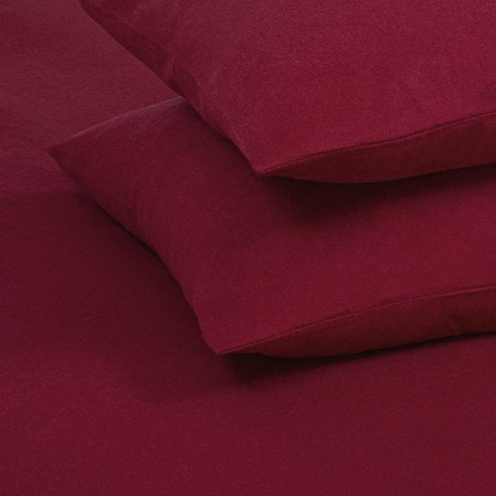 DoubleDry Bettbezug Flanell 100% weiche Baumwolle - Doppelbett 200x200/220 cm + 2 Kopfkissenbezüge - Atmungsaktiv & Hautfreundlich - Bordeaux