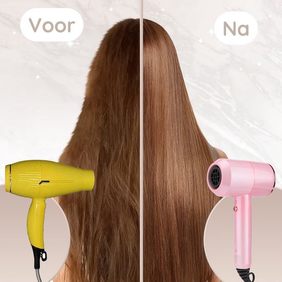 Sansbeauté® Haartrockner mit Diffusor - Ionen-Haartrockner - Bürste - Reise-Haartrockner - 3 Aufsätze - Locken - Coolshot - 3 Stufen - Haartrockner mit Diffusor - Haartrockner - 2000W - Pink
