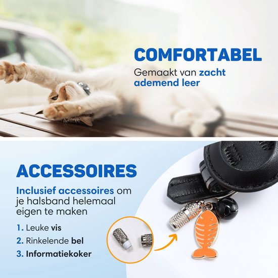 Vulpes Goods® Pets - Katzenhalsband geeignet für Apple AirTag - Apple Airtag Cat Collar Pro - Sicher, leicht, reflektierend & komfortabel - Kratzfest und wasserabweisend - Inkl. 3 Zubehörteile - 23.5-30.5 CM - S