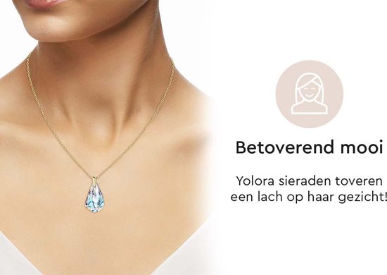 Yolora Damenhalskette mit Kalpa Camaka Kristallanhänger - Farbe Gold - 18K Gelbgold vergoldet - Damenhalskette Gold - Schmuck - Halskette - Luxuriöse Geschenkbox - Geschenkbox - Exklusive Geschenkbox - Schöne Geschenkverpackung