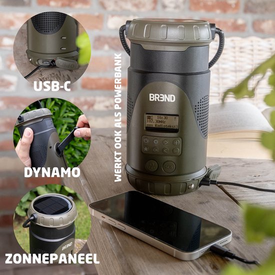 BREND BR-2245 Notfallradio mit Laterne und abnehmbarer Taschenlampe - FM/ DAB+ Radio - Bluetooth - USB-C - Powerbank - Wasserdicht - SOS-Funktion