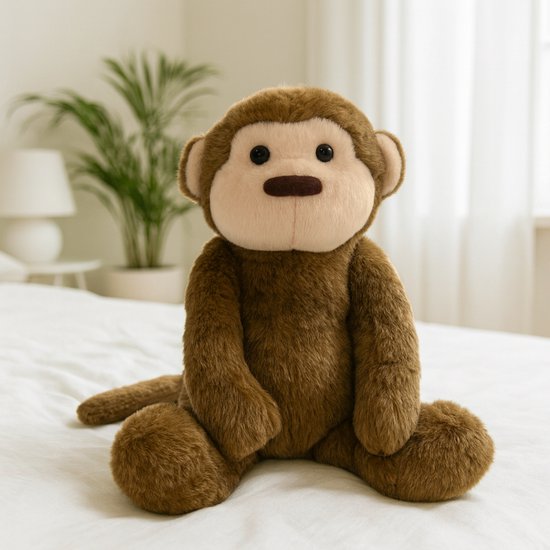 Coopley gewichtetes Plüschtier 2Kg - gewichtetes Plüschtier - Andy Monkey - gewichtetes Plüschtier - sensorisches Spielzeug - für Kinder und Erwachsene - braun - mit Segeltuch-Aufbewahrungsbeutel