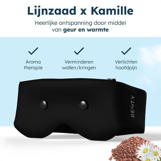 Resty® 4-in-1 Schlafmaske - 100% lichtdicht - Kühlung/Heizung/Aromatherapie - 3 Einsätze - komfortable 4D-Passform