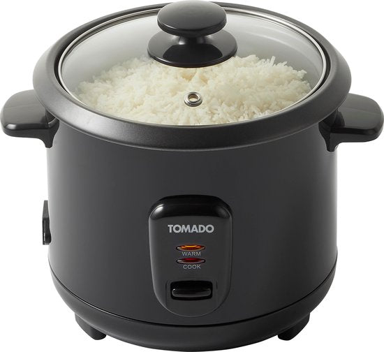 Tomado TRC1001B - Reiskocher - 5 Portionen - Fassungsvermögen 1 Liter - Warmhaltefunktion - Antihaftbeschichtung - PFAS-frei - Schwarz