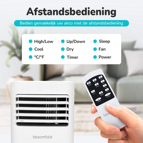 Bloomfold Mobile Air Conditioner - 9.000 BTU - 4-in-1 - Klimaanlage mit Fensterdichtungs-Kits - Schlafzimmer-Klimaanlage - Wohnzimmer-Klimaanlage - kühlt bis zu 25mÂ²