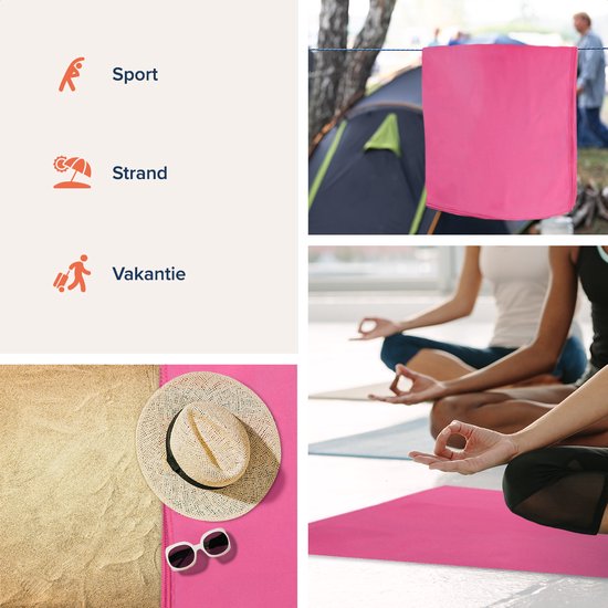 TRVLMORE Mikrofaser-Reisehandtuch-Set - 2 Stück - Groß (75 x 150 cm) & Extra groß (90 x 180 cm) - Mikrofaser - Pink