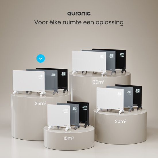 Auronic Electric Heater - Konvektor-Heizung mit Thermostat und Fernbedienung - Glasheizung - 2000W Heizung - Grau