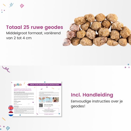 Partizzle 25x Grobstrass Geoden - Machen Sie Ihre eigenen offenen Baugruppen - Machen Sie Kristalle / Edelsteine Mineralien - Share Geschenke für Kinder - Grabbelton Treat Geschenke - Medium 2/4 cm