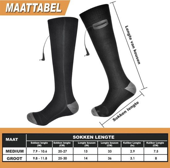 Beheizte Socken – Elektrische Socken – Socken – Elektrisch beheizte Socken – Größe 36–41