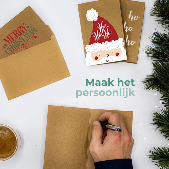 Giftmas Christmas Collection - Grußkarten & Weihnachtskarten Set - 36 Grußkarten mit 12 Motiven - Inklusive Umschläge und Aufkleber - Kraftpapier mit schwarzem Druck für die Feiertage - 20×15 cm