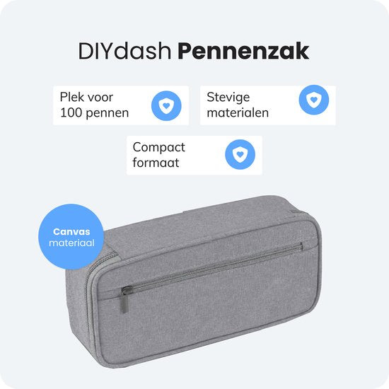 Diydash Federmäppchen - Federtasche - Federmäppchen - Schulmäppchen - Großes Federmäppchen - Schulbedarf - Trousse Scolaire - Für Mädchen, Jungen und Erwachsene - Grau