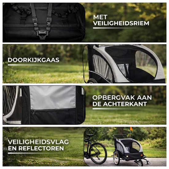 Outbee Fahrradanhänger für Kinder - 2 in 1 Fahrradanhänger und Kinderwagen - Kinderfahrradanhänger - Kinderbuggy - 3 Räder - mit Flagge