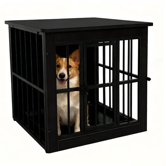 Hundekäfig - Hundebox - Box für Welpen und kleine Hunde - Hundekäfig - für den Innenbereich - inklusive Hygieneschale für den Käfig - 63 cm x 51 cm x 59 cm.
