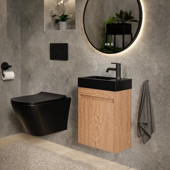 Mirlux Toilettenschrank Eiche Warm - Brunnenschrank - Toilettenschrank - 40cm