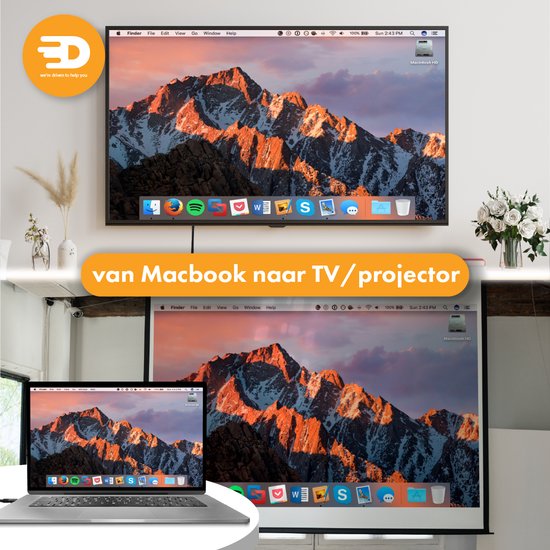 USB C zu Displayport Kabel - 8K 60Hz 4K 120Hz - Thunderbolt 3 - Geeignet für Apple / iMac / Macbook (Pro) - 1,8 Meter