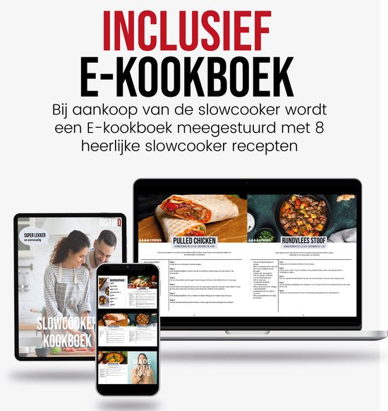 DistinQ - Digitaler Slowcooker 6 Liter mit Timer - Innenbehälter aus Keramik - Timerfunktion - schwarz