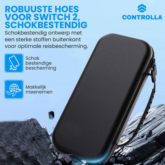 Controlla - Case geeignet für Nintendo Switch 2 - Case geeignet für Nintendo Switch 2 - Inklusive Bildschirmschutz - Schutzhülle - Daumengriffe