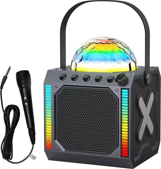Denver Karaoke Set Kinder & Erwachsene - Disco Lights - Bluetooth - Inkl. Mikrofon - Lautsprecher Party Box - Party Box - BTM618