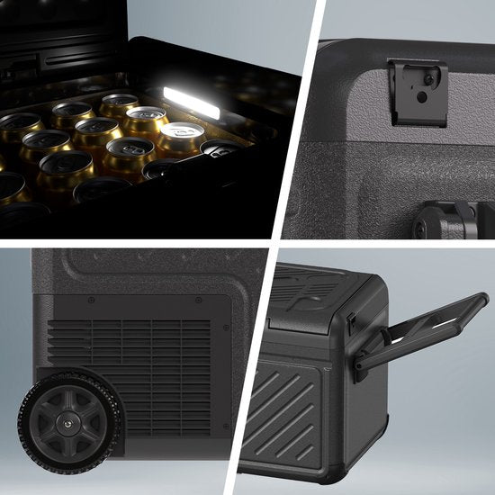 Auronic Electric Cool Box - Kompressor - Mit Rädern - 12V 230 Volt - Auto - 40L - Kühlbox - Schwarz/Grau