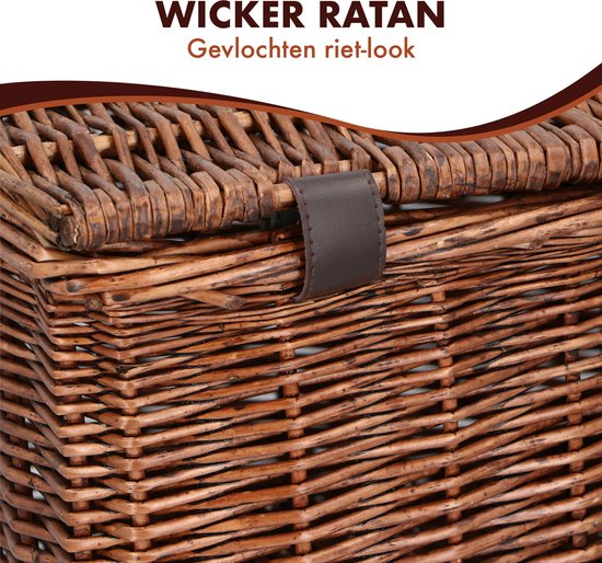 Bicycle Gear Wicker Bike Basket Front - Rattan Bike Basket Handlebar 30L - Baker Basket 45 x 30 x 25 cm - Fahrradzubehör Erwachsene - Fahrradkorb für Oma Bike, City Bike oder Transport Bike