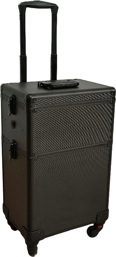 VDD - Friseurkoffer - Friseur-Trolley - Make-up-Trolley - Make-up-Koffer - Beautycase - Kosmetikkoffer - Beautycase mit Rollen - Schwarz