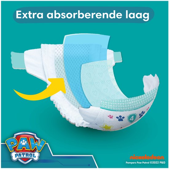 Pampers Baby-Dry Paw Patrol-Edition Größe 4, 222 Windeln, 9 kg–14 kg