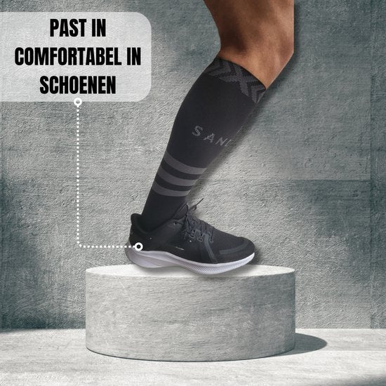 Sandside Kompressionssocken - 2 Paare - Laufsocken - Schwarz - Größe 36-40 S/M