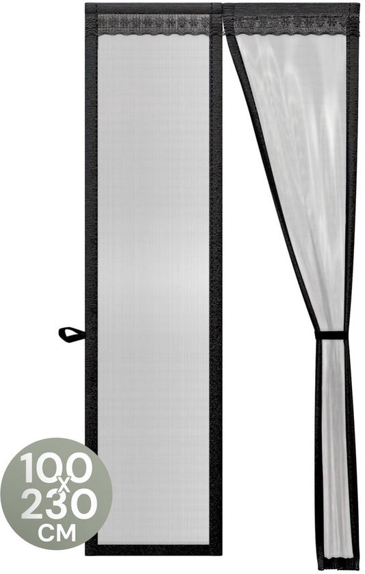 O'DADDY® Türvorhang Deluxe FIBER - Magnetischer Fliegenvorhang - Für Neubauten und Standardtüren - Einfache Montage - Türgitter Schwarz - 100x230 cm