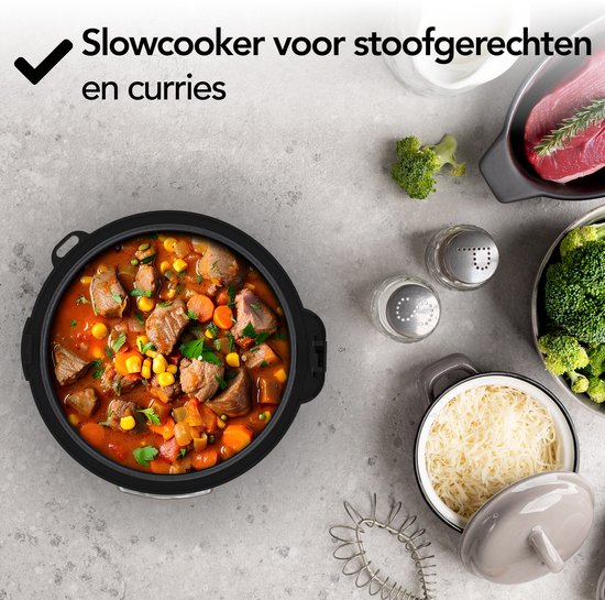 Aviro Reiskocher - Slowcooker - 1,2L - 7 Funktionen - Warmhaltefunktion - Reiskocher - Antihaftbeschichtung - Multicooker - 2-6 Personen - Edelstahl
