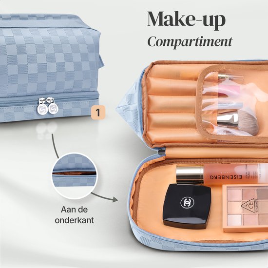 Skycases Travel Essentials - Kulturtasche und Make-up-Organizer - wasserdicht und kompakt - für Reisen und den täglichen Gebrauch geeignet - Unisex - hellblau