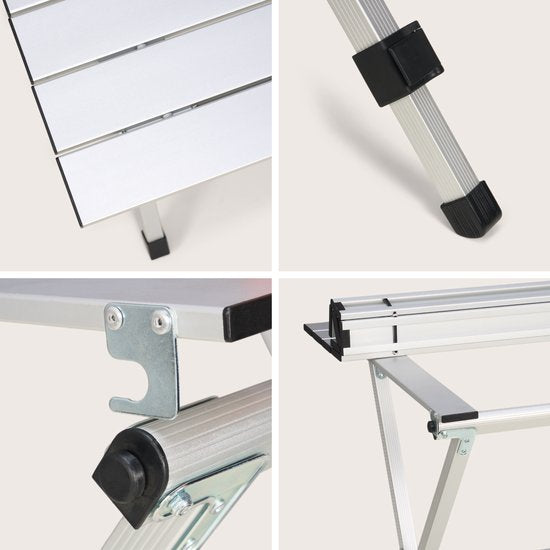 TRVLMORE Campingtisch - 80x58x71 cm - Leichtgewicht mit Aluminiumrahmen - Klapptisch verstellbar - Campingtisch - Klapptisch - Silber